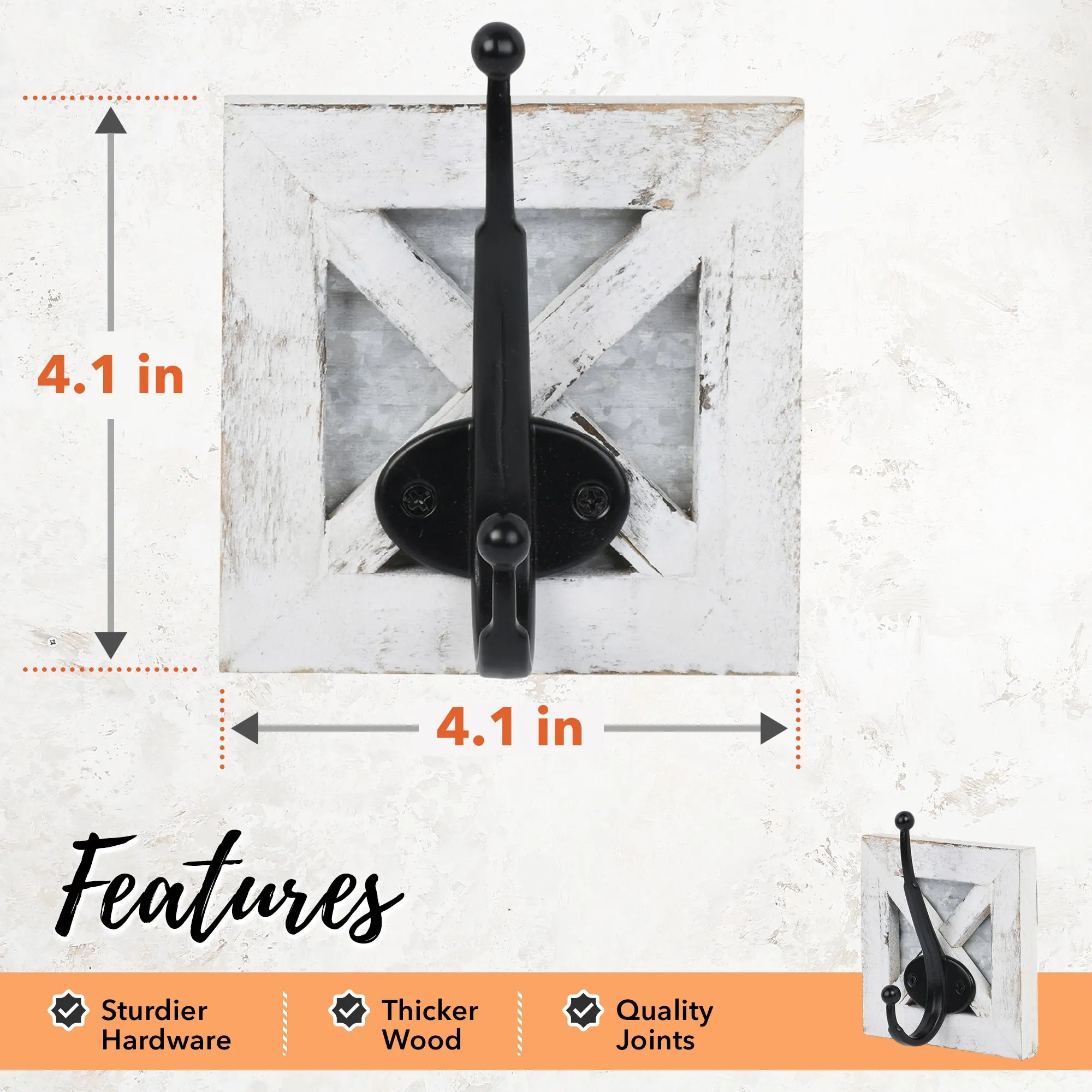 2 or 4 Piece Barn Door Rustic Wall Hooks