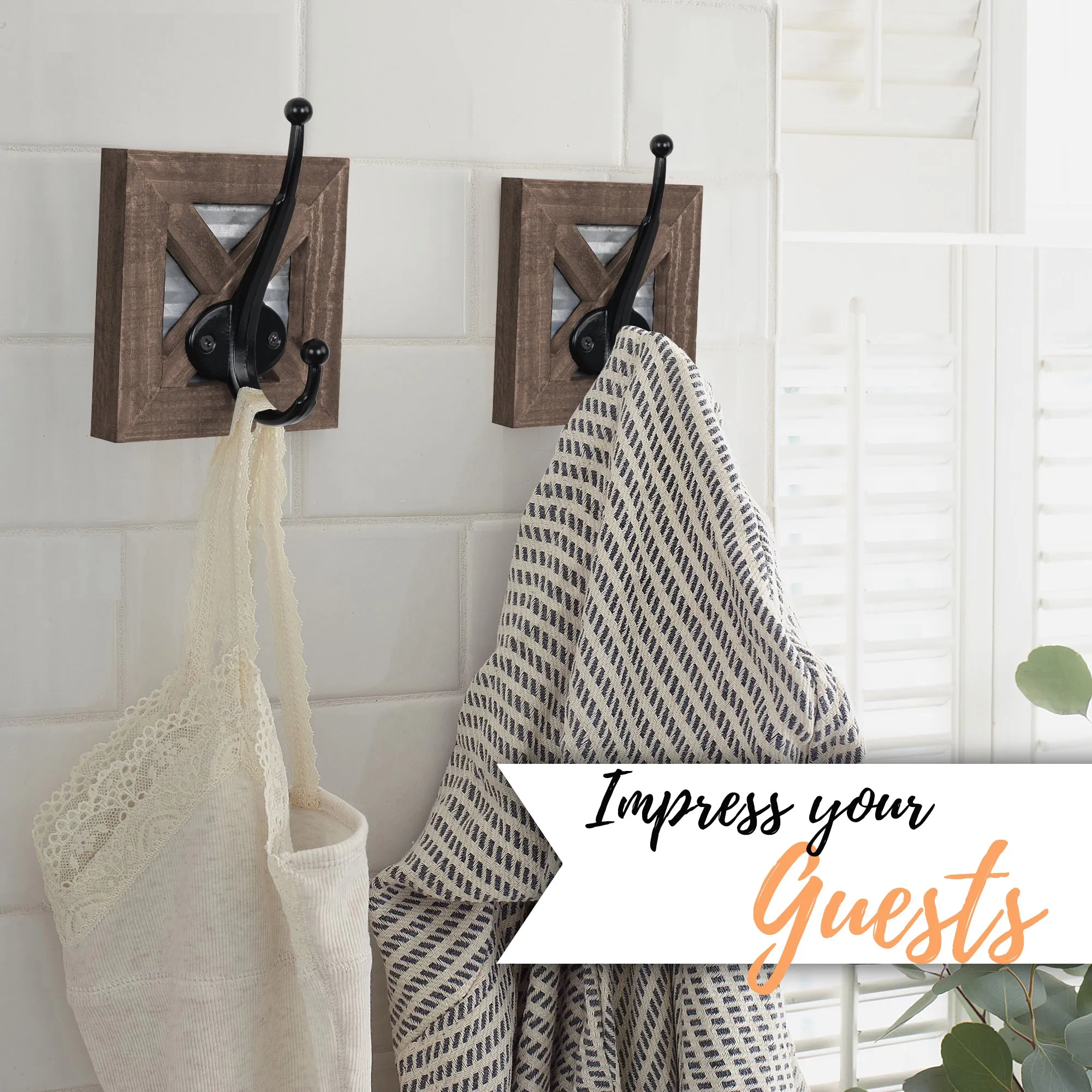2 or 4 Piece Barn Door Rustic Wall Hooks