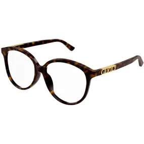 Gucci Women's Eyeglasses - Havana Acetate Round Shape Frame Demo Lens | GG1194OA 002