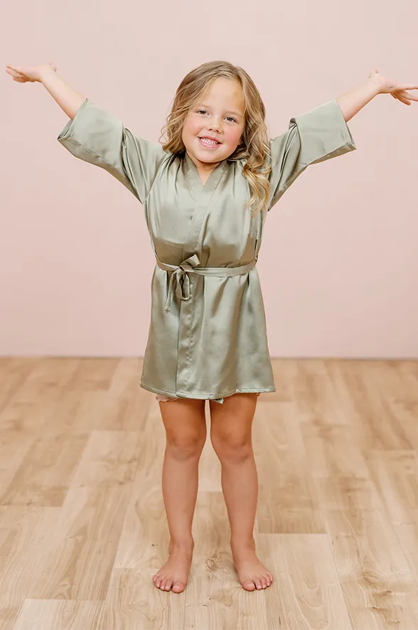 Kids Getting Ready Satin Floral Print Robe | Made To Order