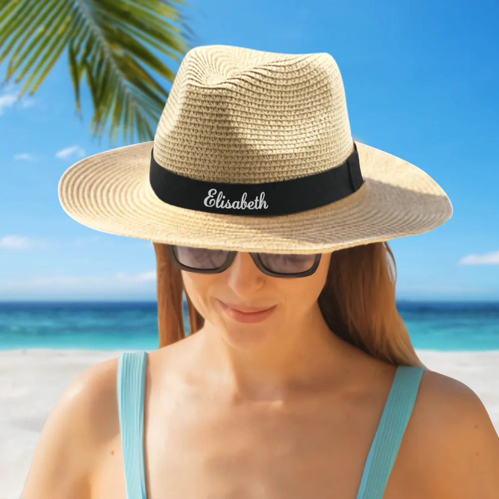 Personalised Straw Fedora Hat Custom Beach Hat Gift for Bridesmaid Friends Family Bachelorette Party