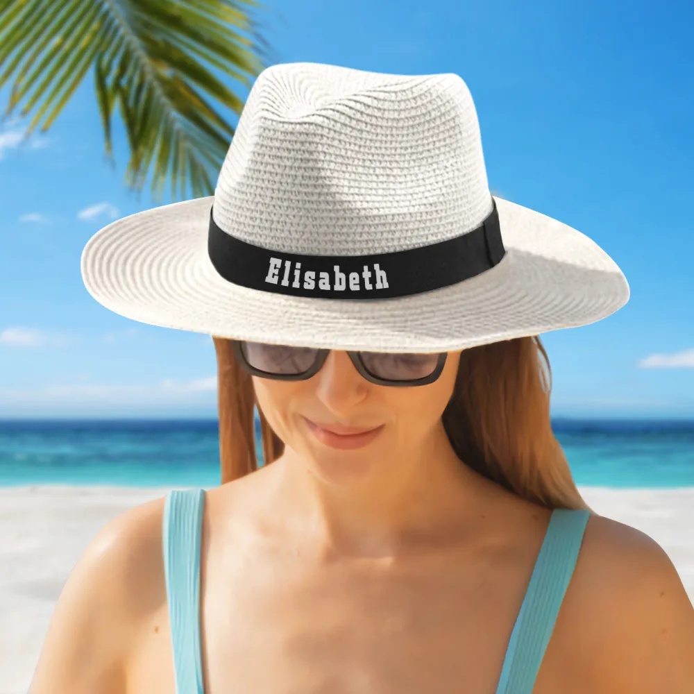 Personalised Straw Fedora Hat Custom Beach Hat Gift for Bridesmaid Friends Family Bachelorette Party