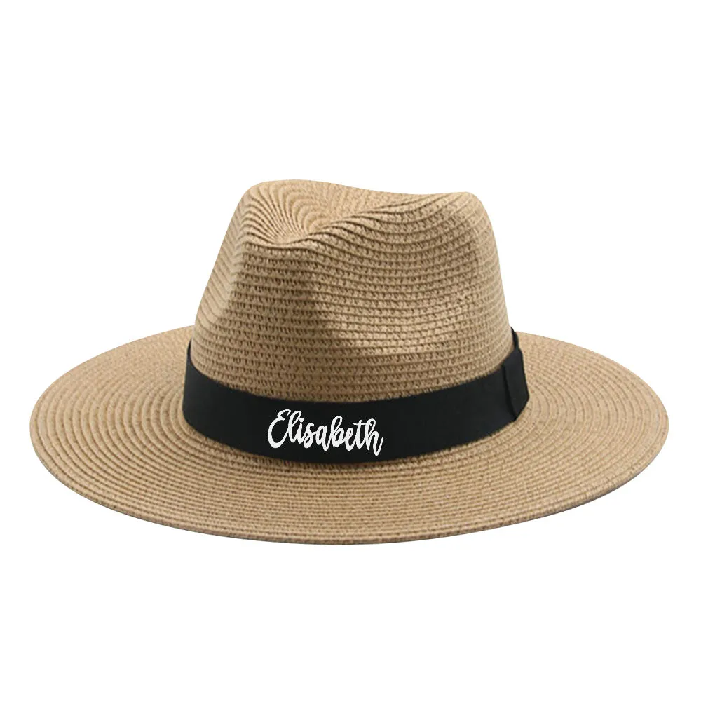 Personalised Straw Fedora Hat Custom Beach Hat Gift for Bridesmaid Friends Family Bachelorette Party