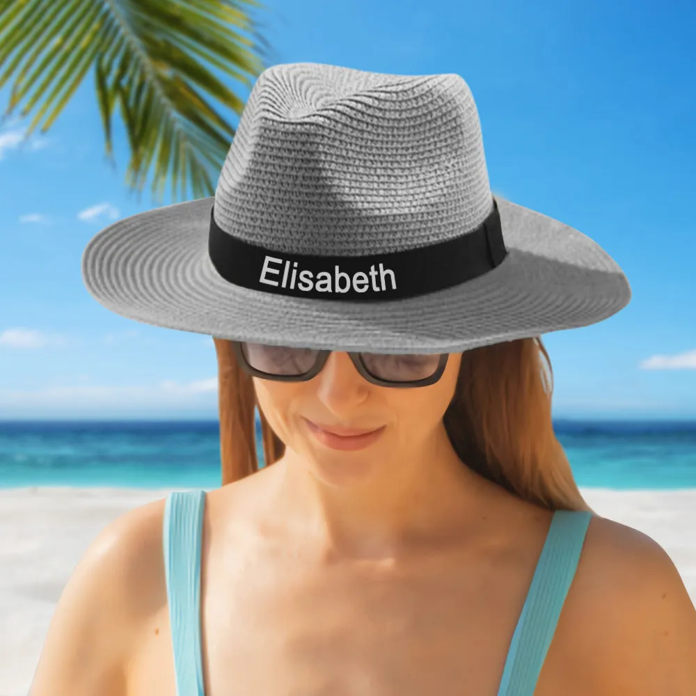 Personalised Straw Fedora Hat Custom Beach Hat Gift for Bridesmaid Friends Family Bachelorette Party