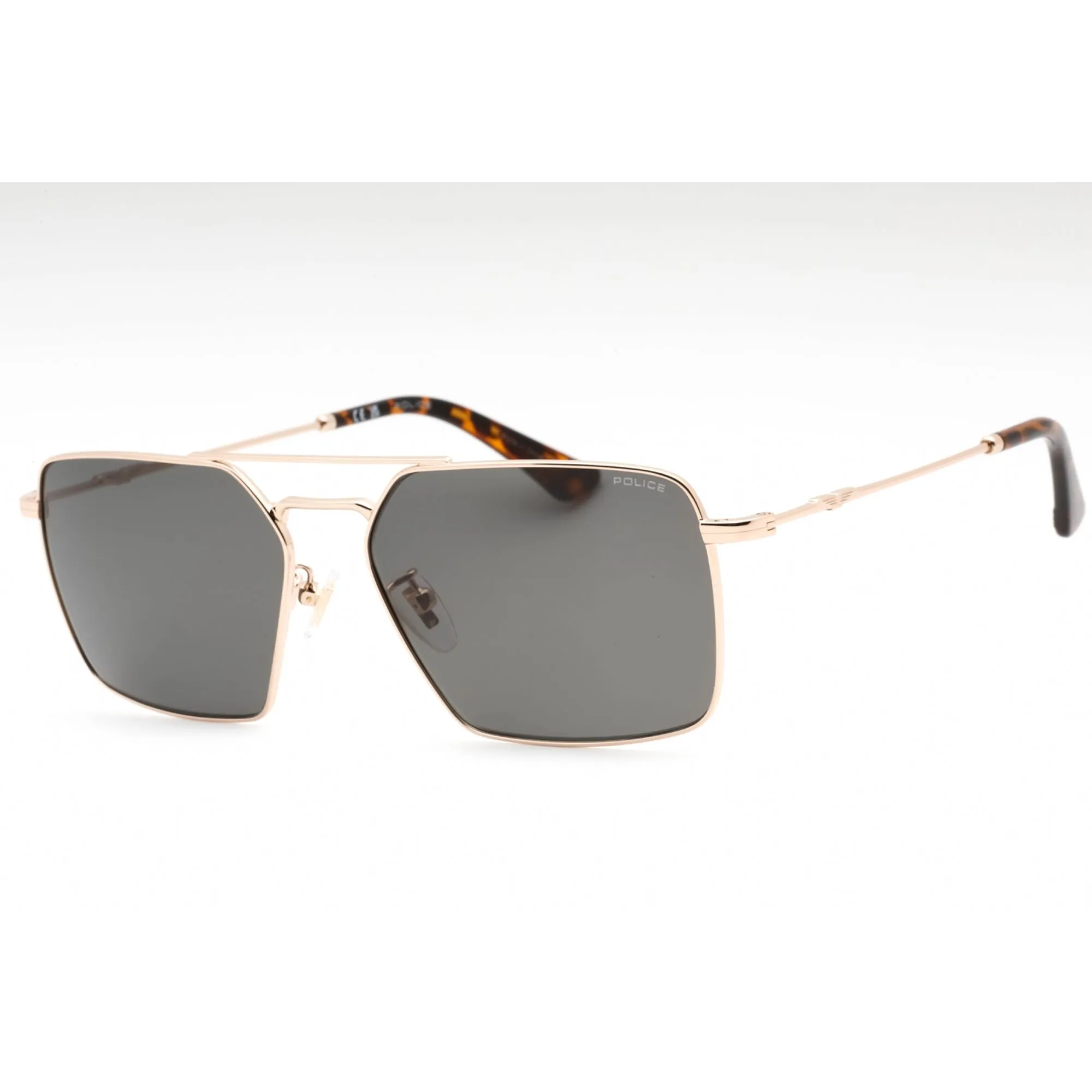 Police Men's Sunglasses - Shiny Rose Gold Metal Aviator Full Rim Frame | SPLL07 0300