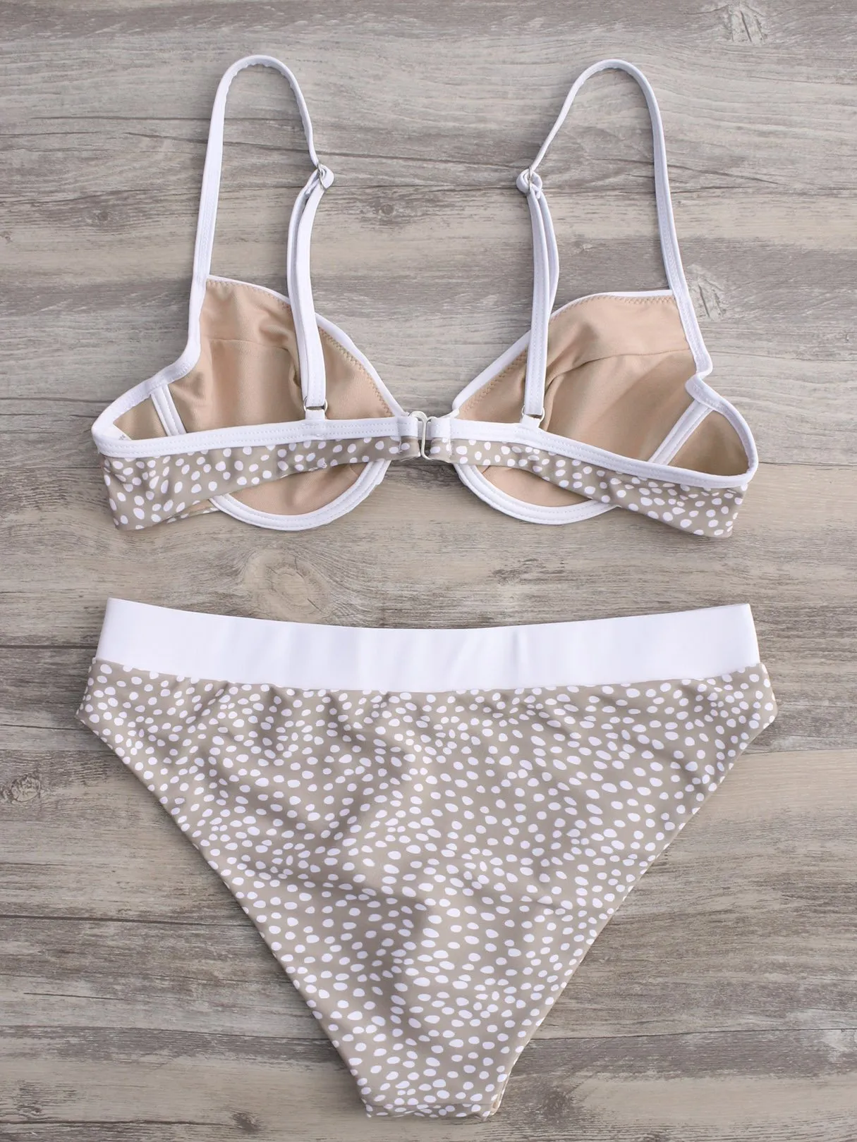 Wholesale Beige V-Neck Backless Bikinis