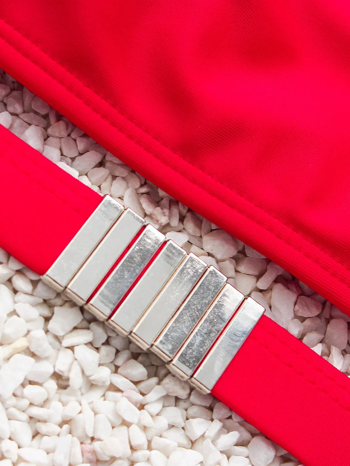 Wholesale Red Off The Shoulder High Waist 2 Piece Bikinis
