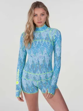 WOMEN'S "CLASSIC" UPF 50  SUN PROTECTIVE SHORT SWIMSUIT - BLUE MOSAIC