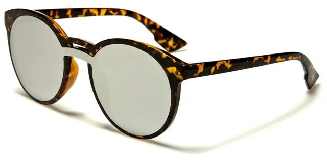 Women's Round Flat Mirror Lens Sunglasses