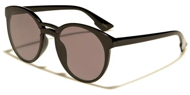Women's Round Flat Mirror Lens Sunglasses