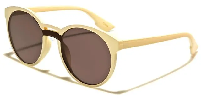 Women's Round Flat Mirror Lens Sunglasses