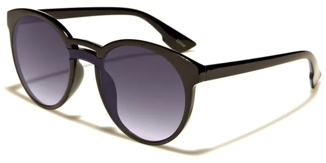 Women's Round Flat Mirror Lens Sunglasses