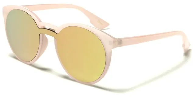 Women's Round Flat Mirror Lens Sunglasses
